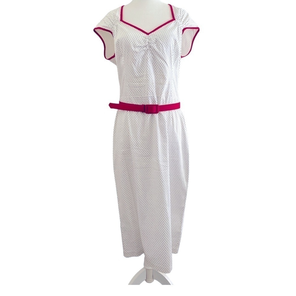 Pinup couture white polka dot picnic dress